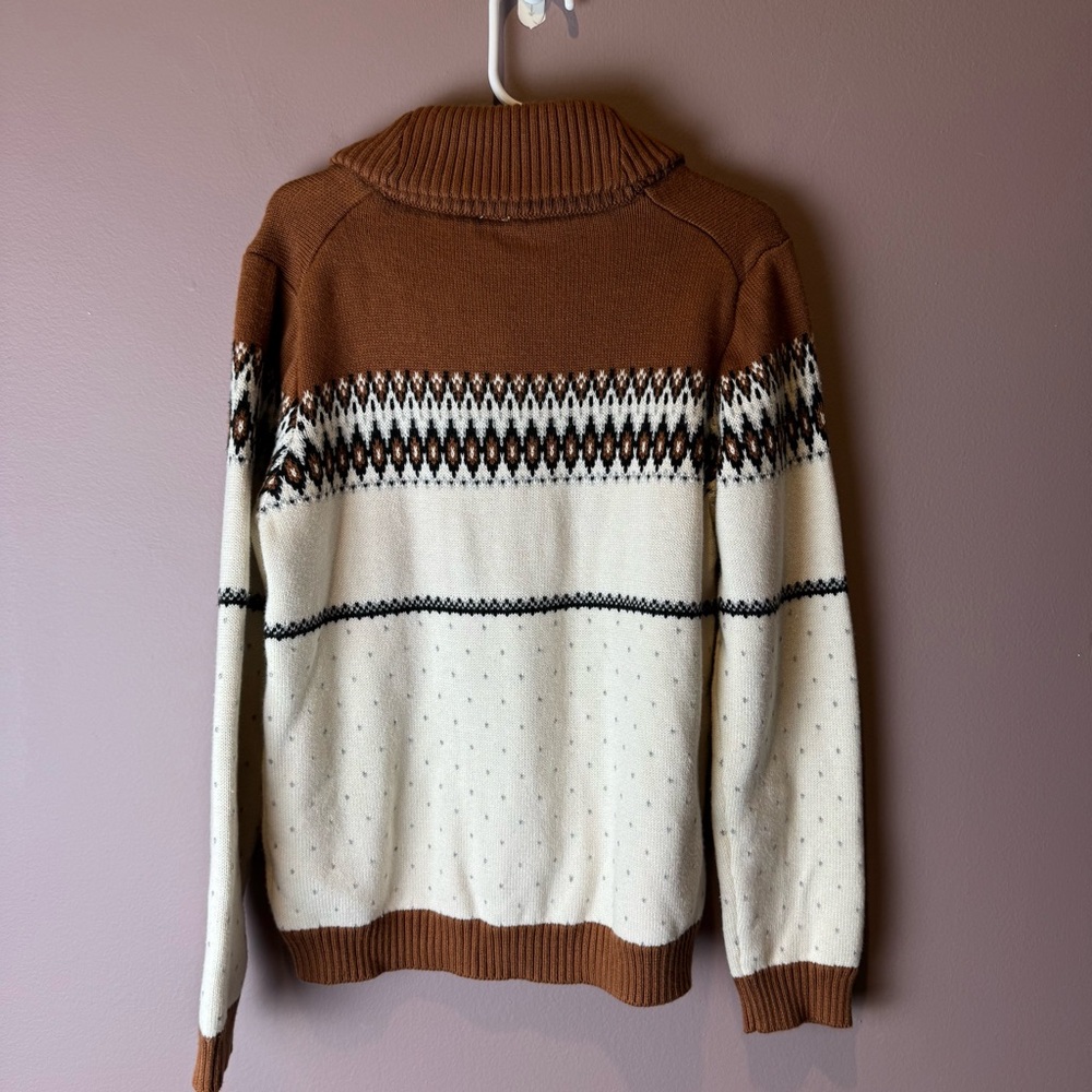 NWT Janie and Jack Bear Fair Isle Shawl Collar Sweater 6 - Picture 6 of 10